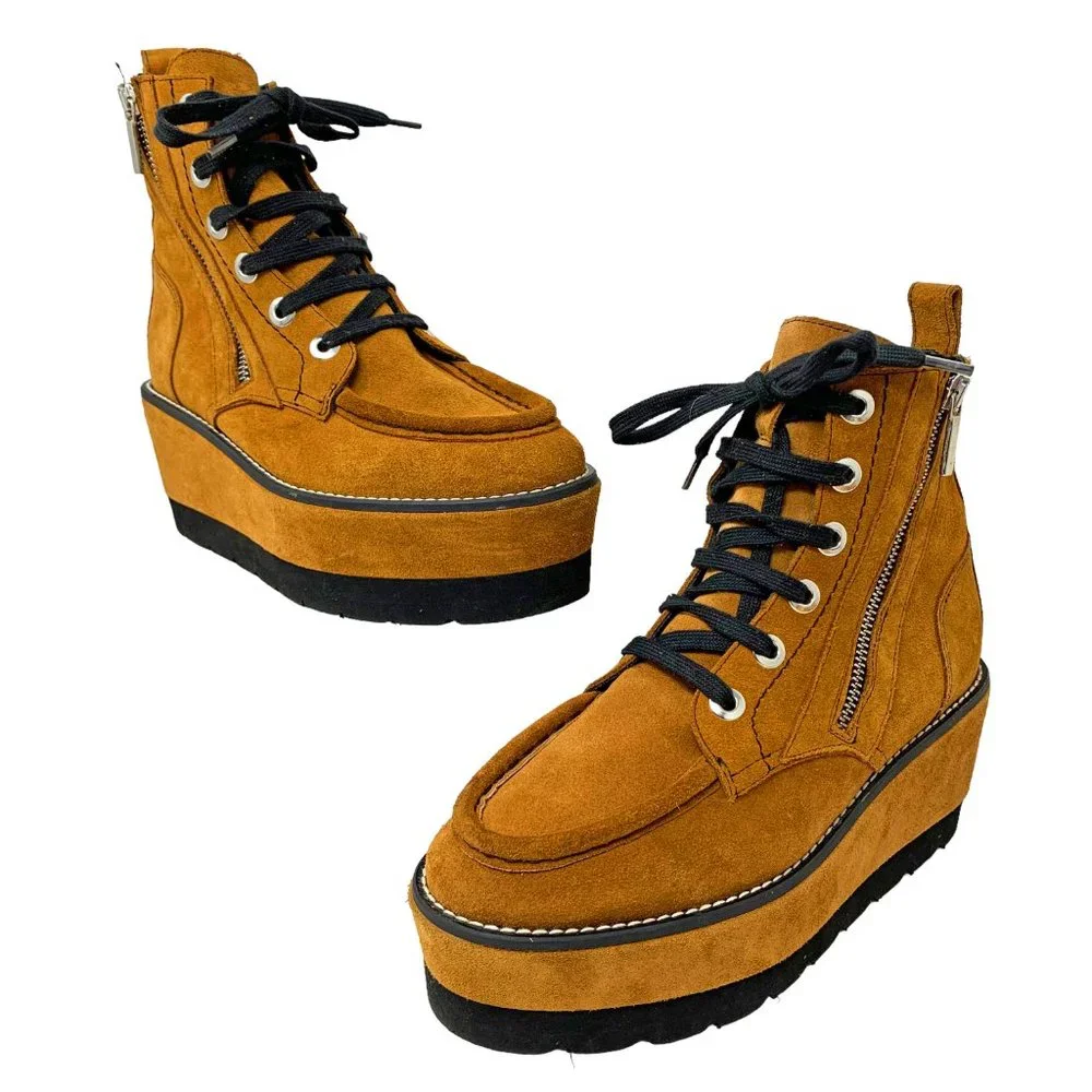 Free People‎ Maverick Rust Suede Platform Wedge Booties